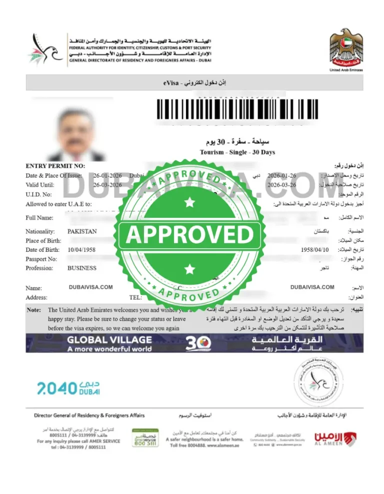 Approved visa proof image
