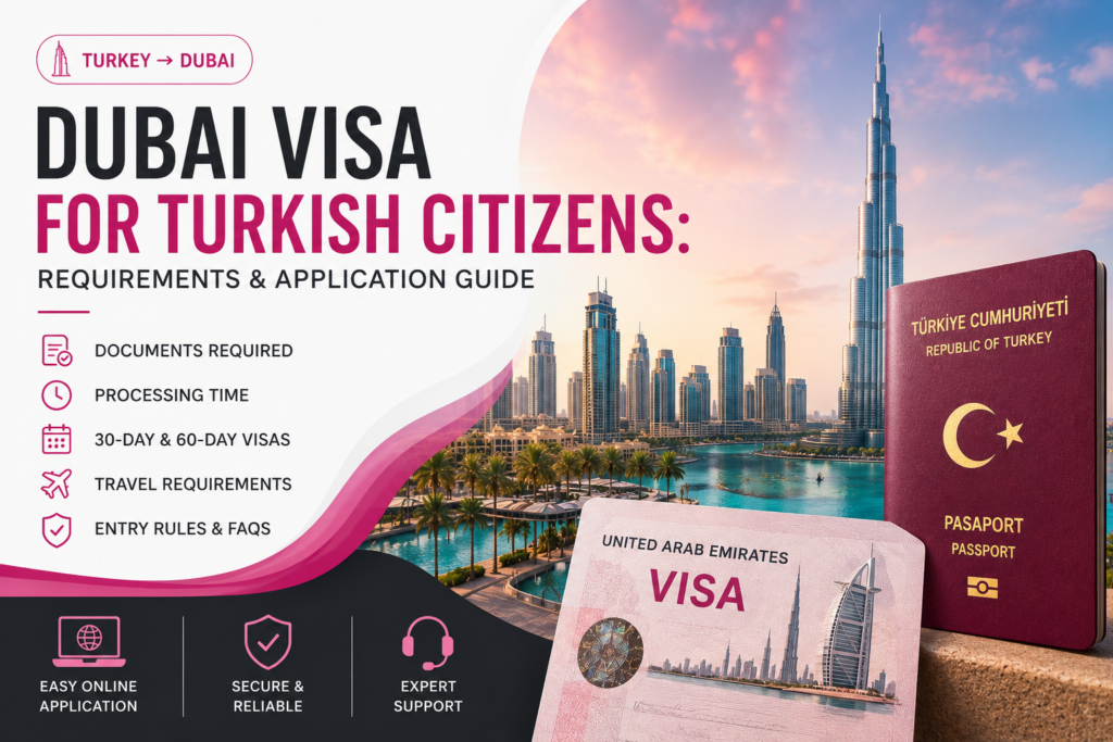Dubai Visa for Turkish Citizens: Requirements & Application Guide 6 Dubai visa for Turkish citizens requirements guide with Turkish passport and Dubai skyline