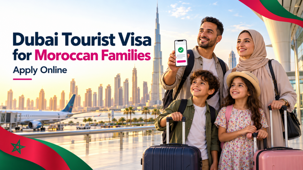 Dubai Tourist Visa for Moroccan Families – Apply Online 1 Moroccan family with children applying online for a Dubai tourist visa