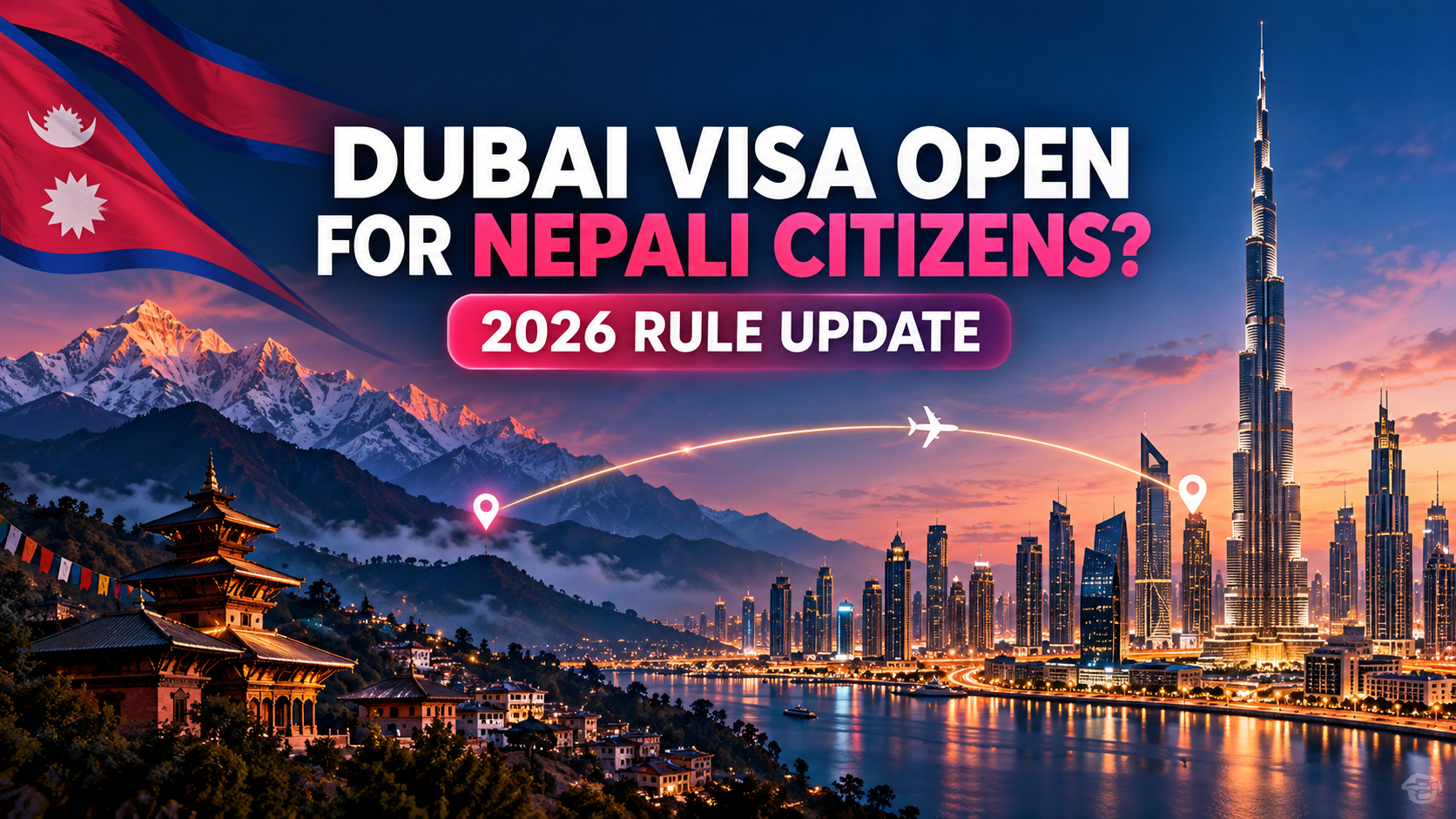 Dubai visa update for Nepali citizens with Nepal mountains and Dubai skyline