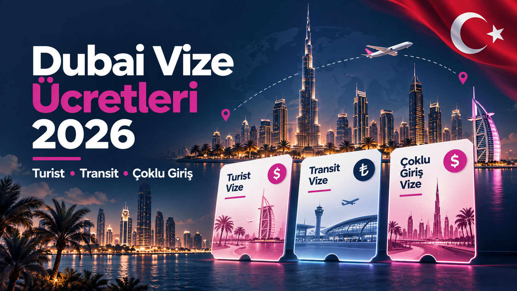 Dubai vize ücretleri 2026 için turist, transit ve çoklu giriş seçenekleri