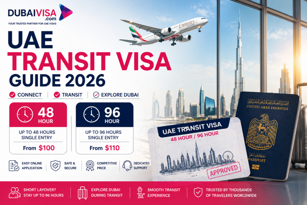 UAE Transit Visa 2026 with 48-hour and 96-hour Dubai transit visa options