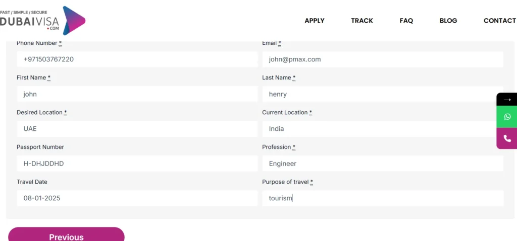 fill your application details and contact information secured by ssl